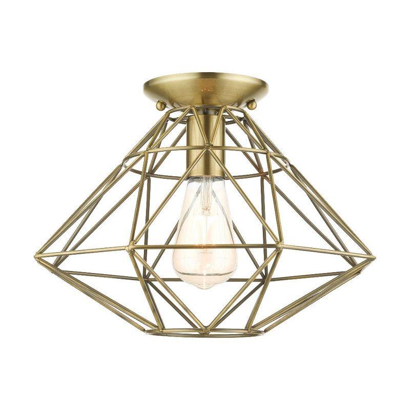 Livex Lighting Geometric 1 - Light Flush Mount in  Antique Brass