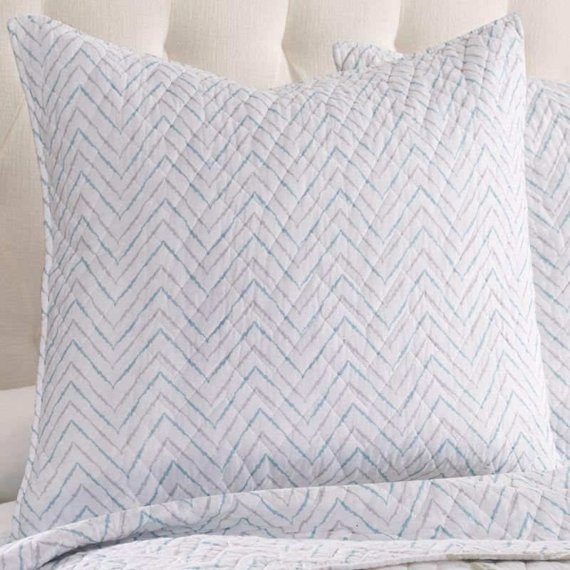 Blue and Gray Chevron Cotton Euro Sham Set of 2