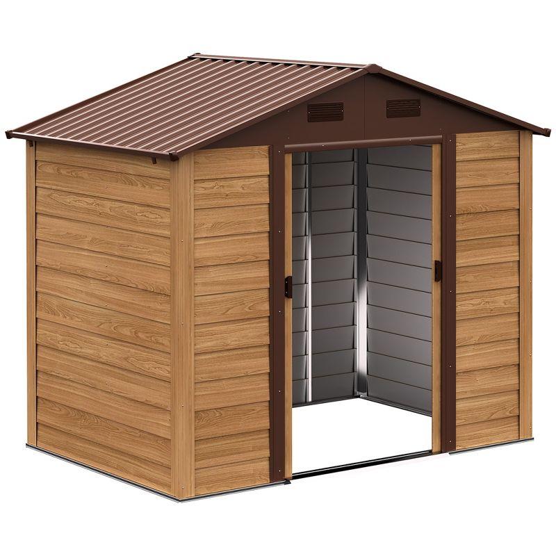 Outsunny Metal Storage Shed Organizer, Garden Tool House with Vents and Sliding Doors for Backyard, Patio, Garage, Lawn