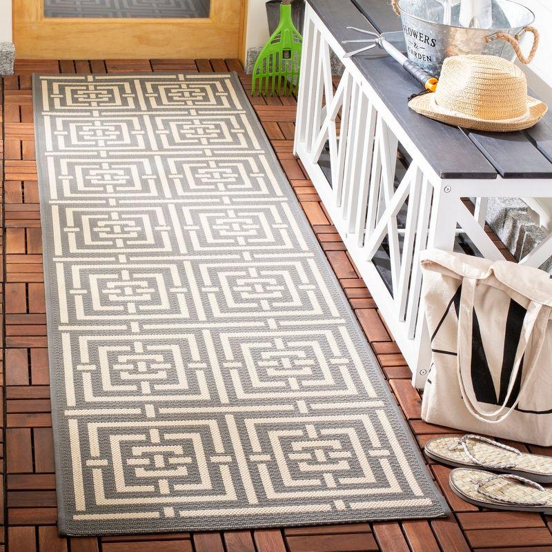 Gray Synthetic Stain-Resistant Outdoor Rug, 27" x 10"