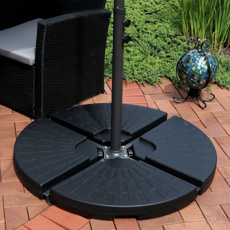 Sunnydaze Outdoor Heavy-Duty Fillable Cantilever Offset Patio Umbrella Base Weight Plates - Black - 4pc