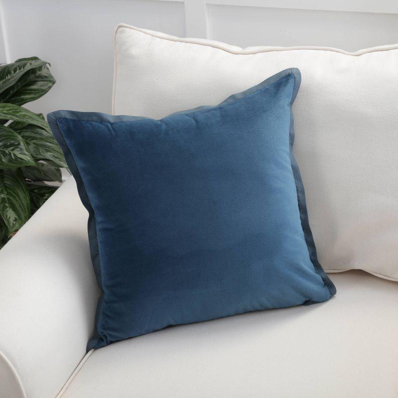 Azure Blue Medium Velvet Down Fill Throw Pillow