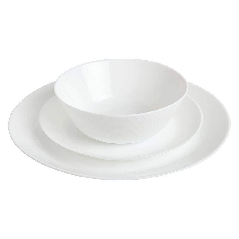 White Opal Glass Square Dinnerware Set, Service for 6