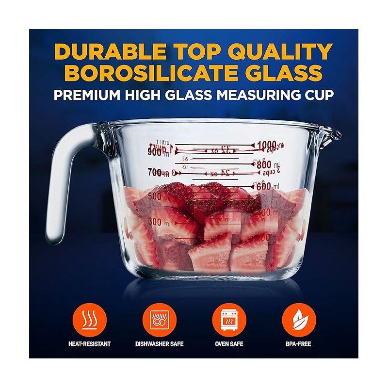 NutriChef Glass Precision: Elevate Your Culinary Game with our Borosilicate Measuring Cup, Microwave and Freezer, Oven and Dishwasher Safe