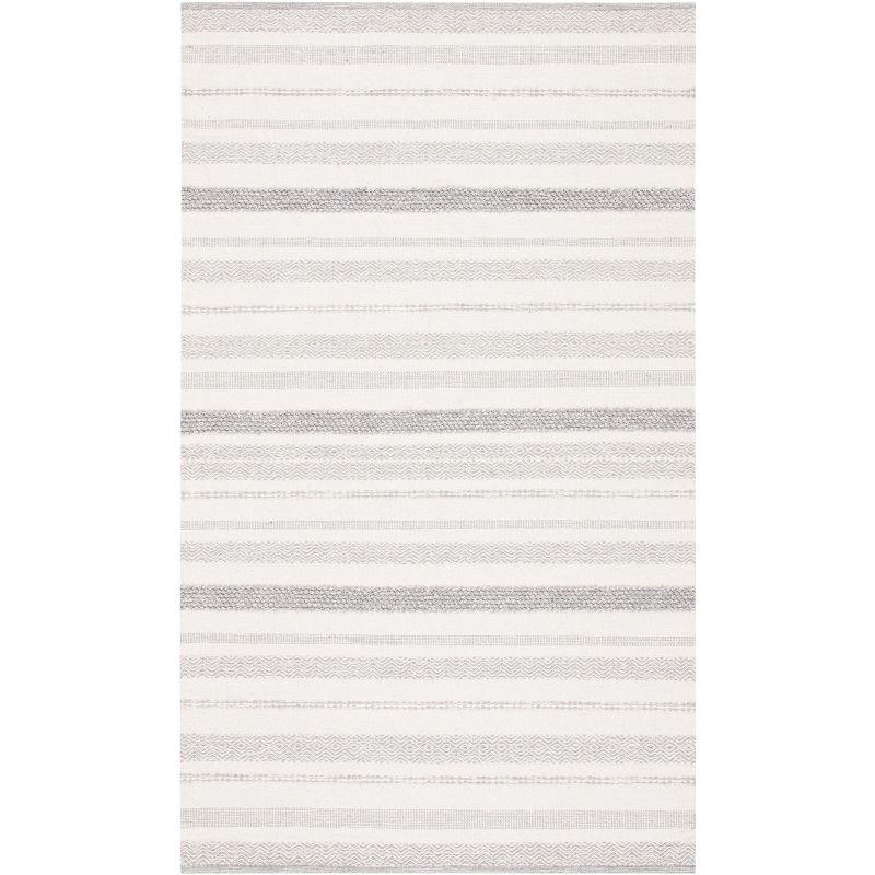 Striped Kilim STK501 Hand Woven Area Rug - Ivory/Grey - 8'x10' - Safavieh.