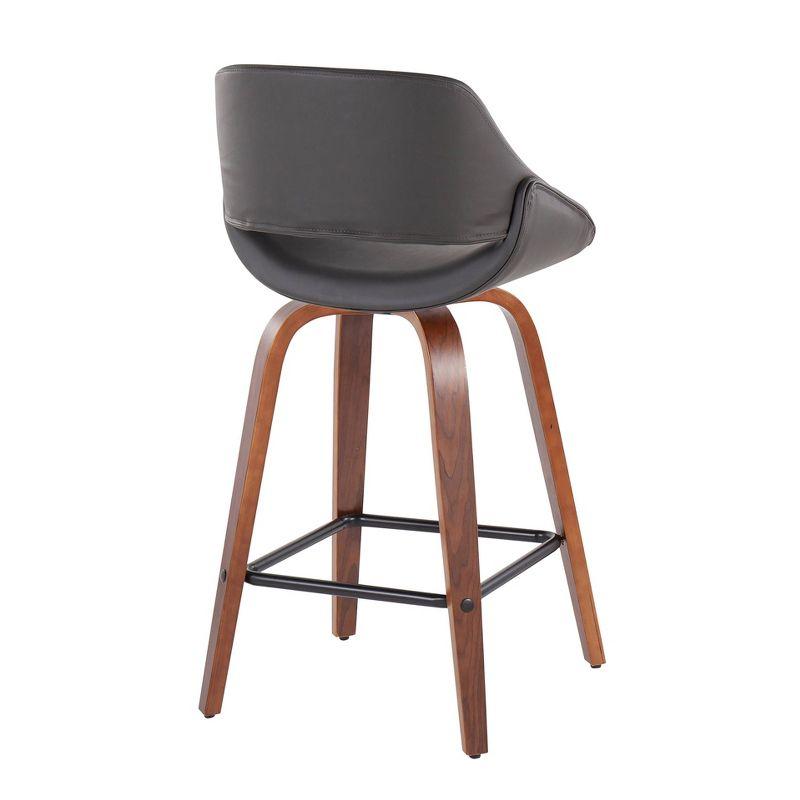 Set of 2 Fabrico Square PU Leather/Wood Counter Height Barstools Walnut/Gray/Black - LumiSource: Swivel, Foam-Filled, Veneer Finish, 250lbs Capacity