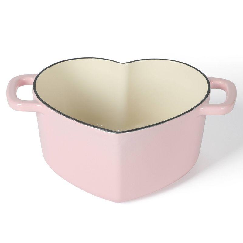 Martha Stewart Heart Shaped 2qt Dutch Oven Pink: Enamel Surface, Oven-Safe, Gas & Electric Compatible, 9.5 lbs