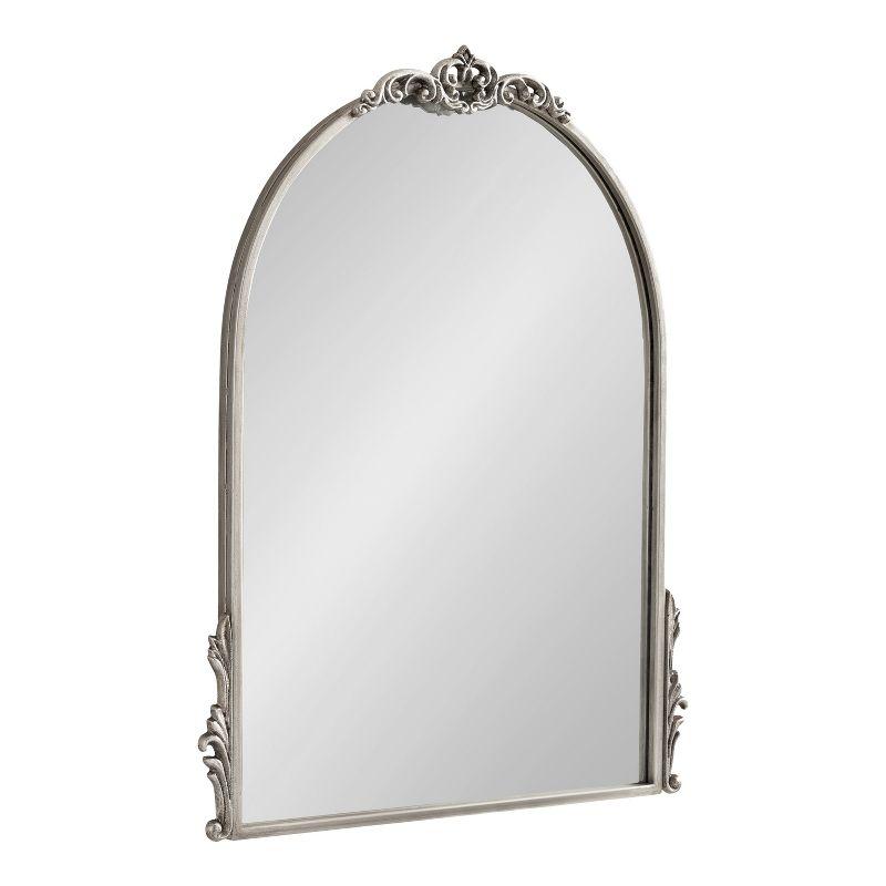 Kate & Laurel All Things Decor 21"x26" Myrcelle Decorative Framed Wall Mirror: Antique Silver, Arched, Ornate Garland Design