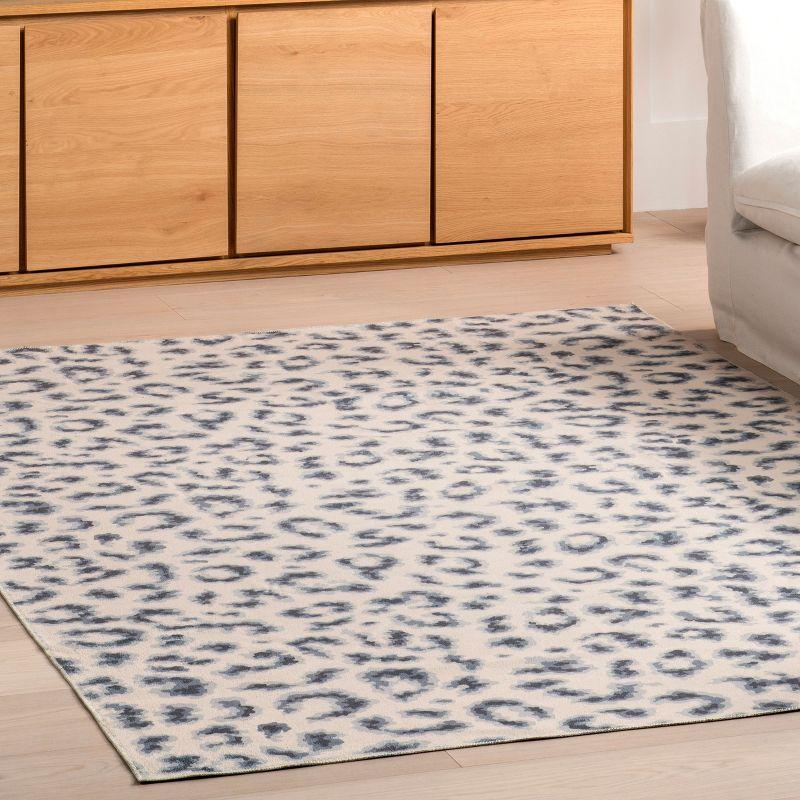 Nuloom Mason Machine Washable Contemporary Leopard Print Indoor Area Rug 6' in Blue Square