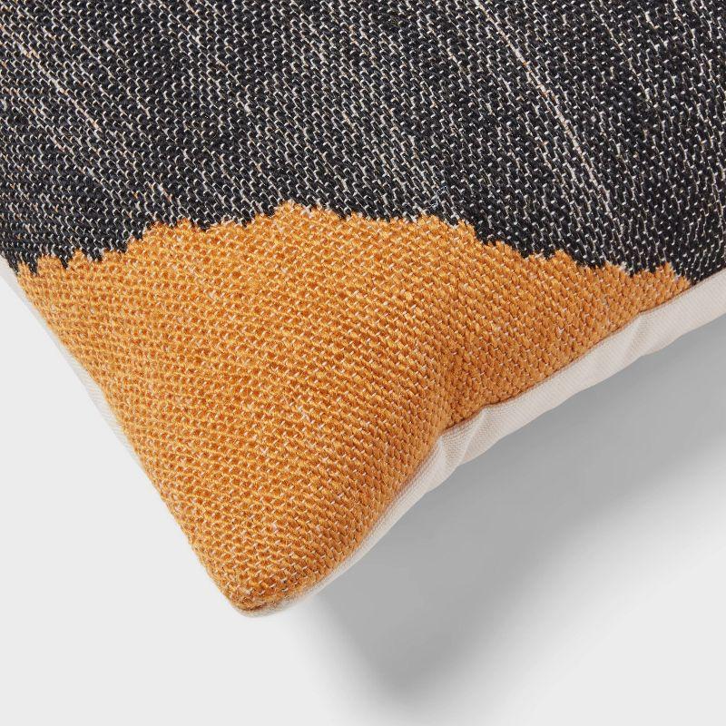 Mod Abstract Woven Colorblock Oblong Dec Pillow Ivory/Green/Gold - Threshold™: Jacquard Rectangle Accent for Indoor Use