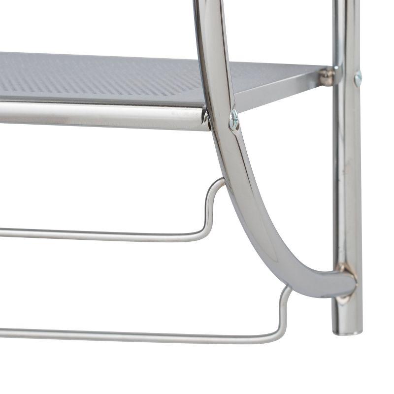 Chrome 2-Tier Wall Mounted Bathroom Shelf with Towel Bars