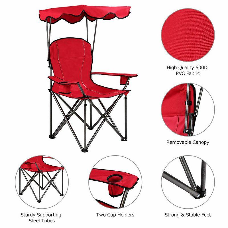 Arlmont & Co. Portable Folding Beach Canopy Chair With Cup Holders