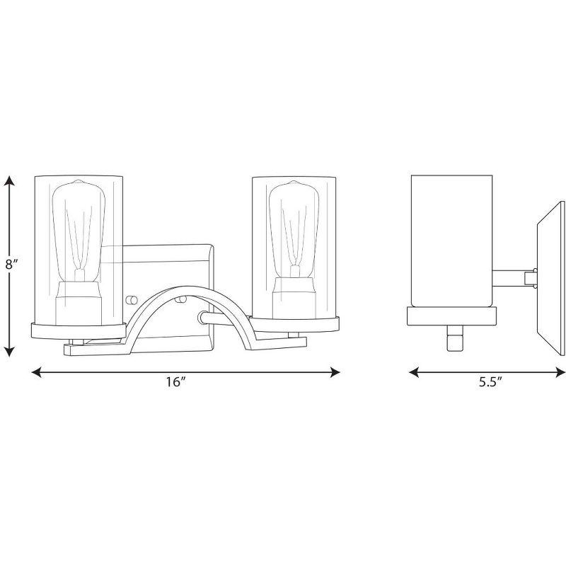 Progress Lighting Lassiter 2-Light Wall Sconce, Matte Black, Clear Glass Shades