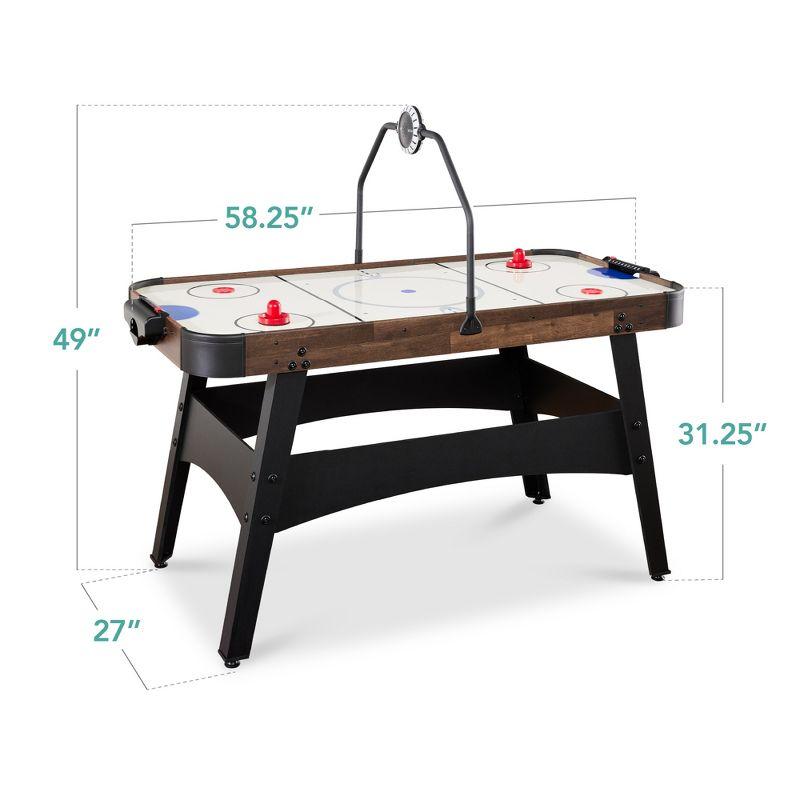 Best Choice Products 54in Air Hockey Game Table w/ LED Lights, Scoreboard, Powerful Motor - Walnut