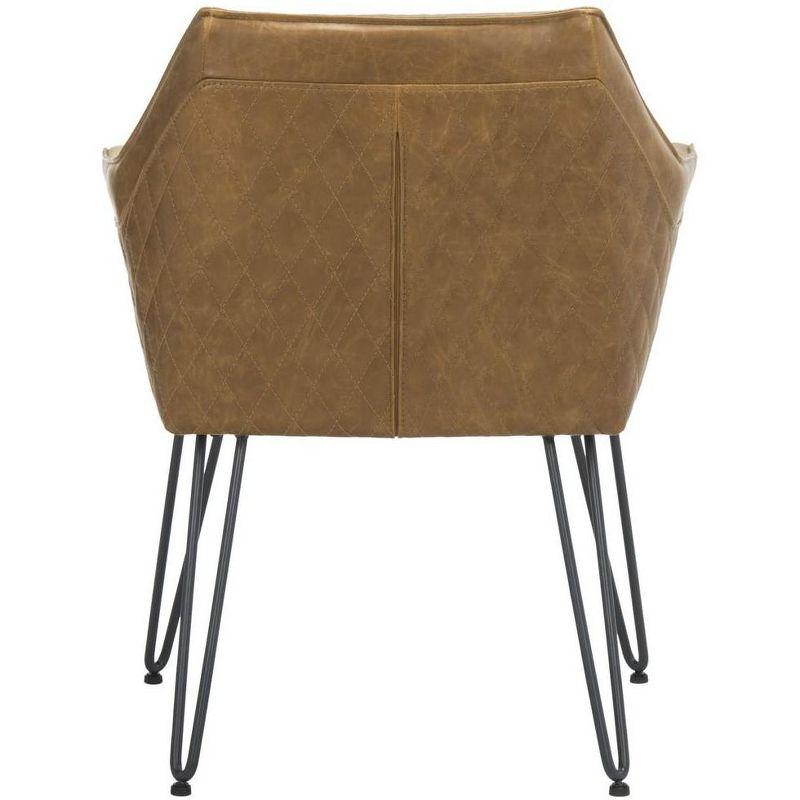 Light Brown Faux Leather Upholstered Armchair with Metal Legs