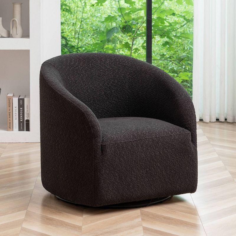 32" Wide Boucle Upholstered Swivel Barrel Chair - Kinwell