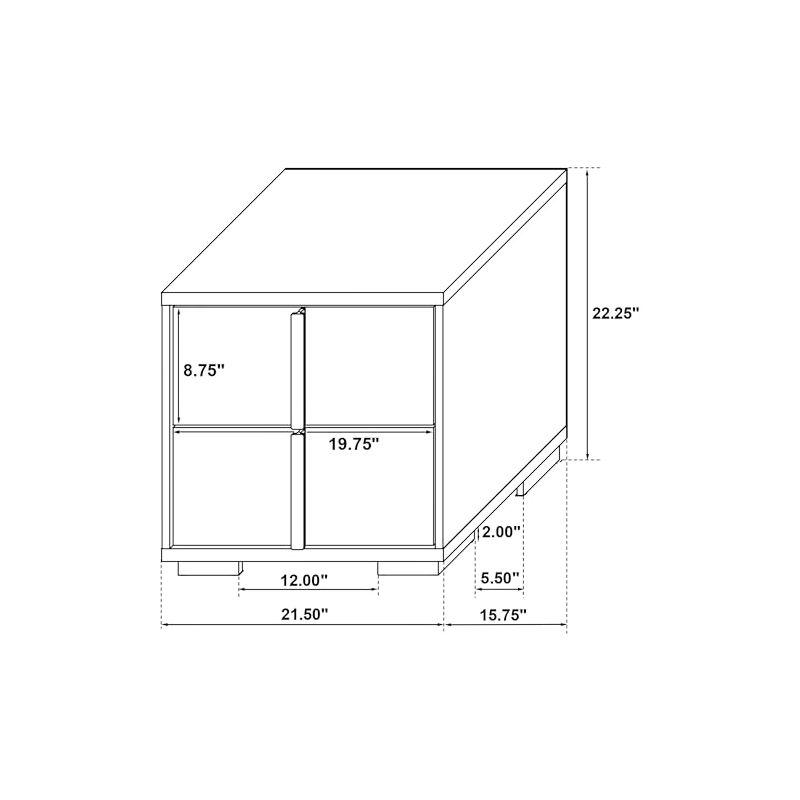 Black and Gold 2-Drawer Modern Nightstand