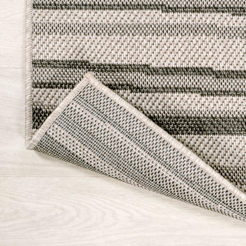 5' x 8' Castara Wavy Stripe Modern Indoor/Outdoor Area Rug, Cream/Dark Gray - JONATHAN Y