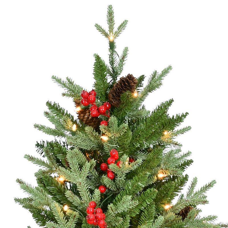 Kurt Adler 4.5-Foot Pre-Lit Green Potted Tree with Berries and Pinecones