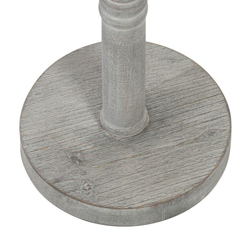 Colonial Base Round Pedestal End Table in Distressed Gray
