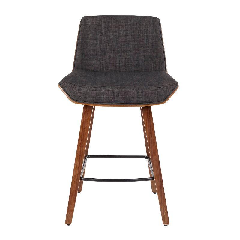 Corazza Mid Century Modern Counter Height Barstool Light Gray - LumiSource: Upholstered Seat, Wood Legs