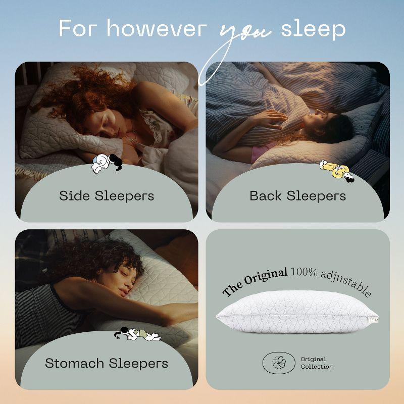Coop Home Goods Original Adjustable Pillow, Queen Size Bed Pillows for Sleeping, Cross Cut Memory Foam - Medium Firm Back, Stomach & Side Sleeper