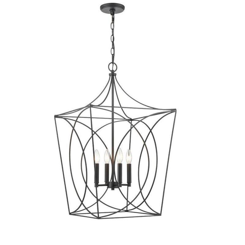 Tracy 18" Matte Black Contemporary Caged Pendant Light