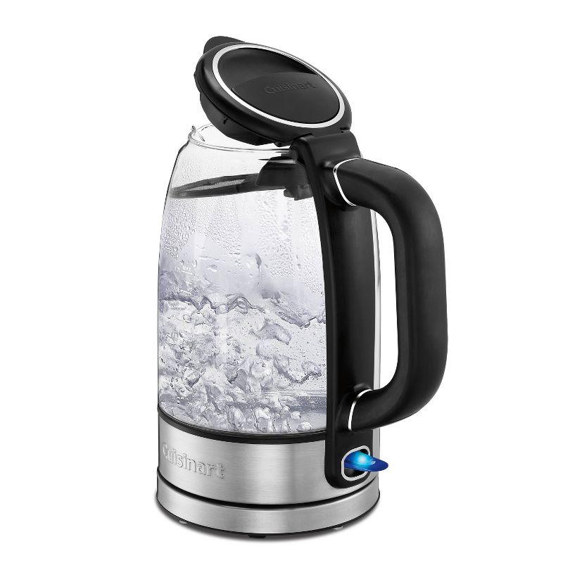 Cuisinart 1.7L Cordless Glass Electric Kettle Stainless Steel - GK-17N: Water Boiler, Blue Light, 1500W, 3-Year Warranty