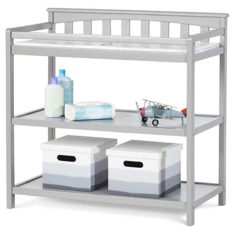 Cool Gray Flat Top 38" Changing Table with Safety Strap