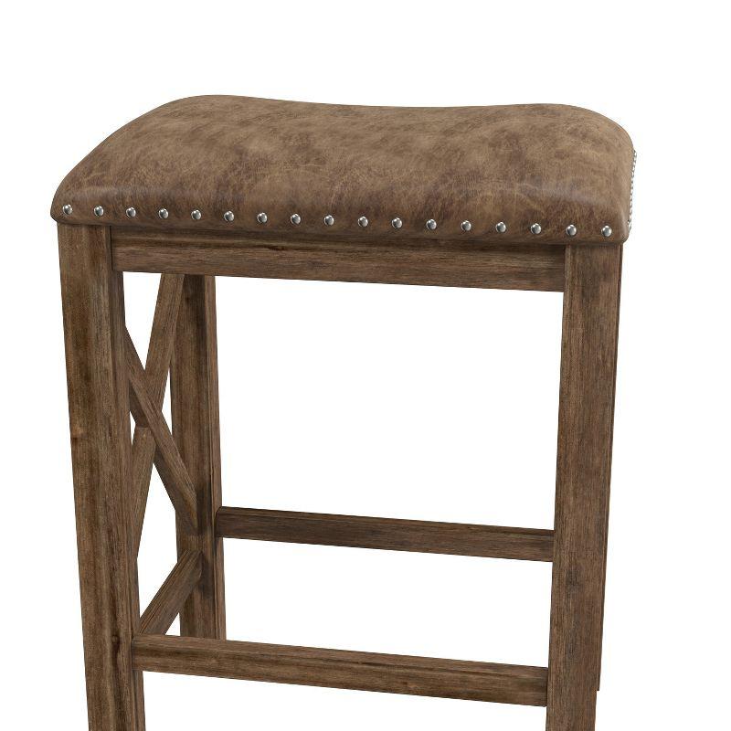 Set of 2 Willow Bend Counter Height Barstool Walnut/Brown- Hillsdale Furniture: Upholstered, Rustic Finish, Wood Frame