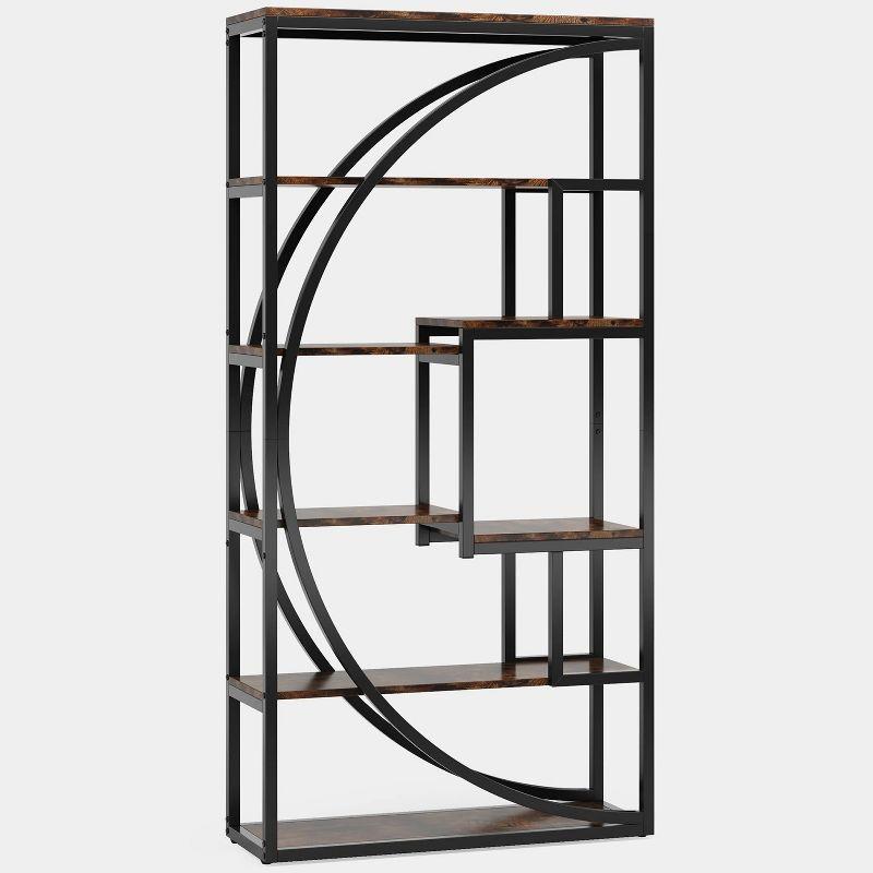Hommoo Industrial Bookshelf Bookcase with 8 Open Storage Shelf Rustic Brown & Black