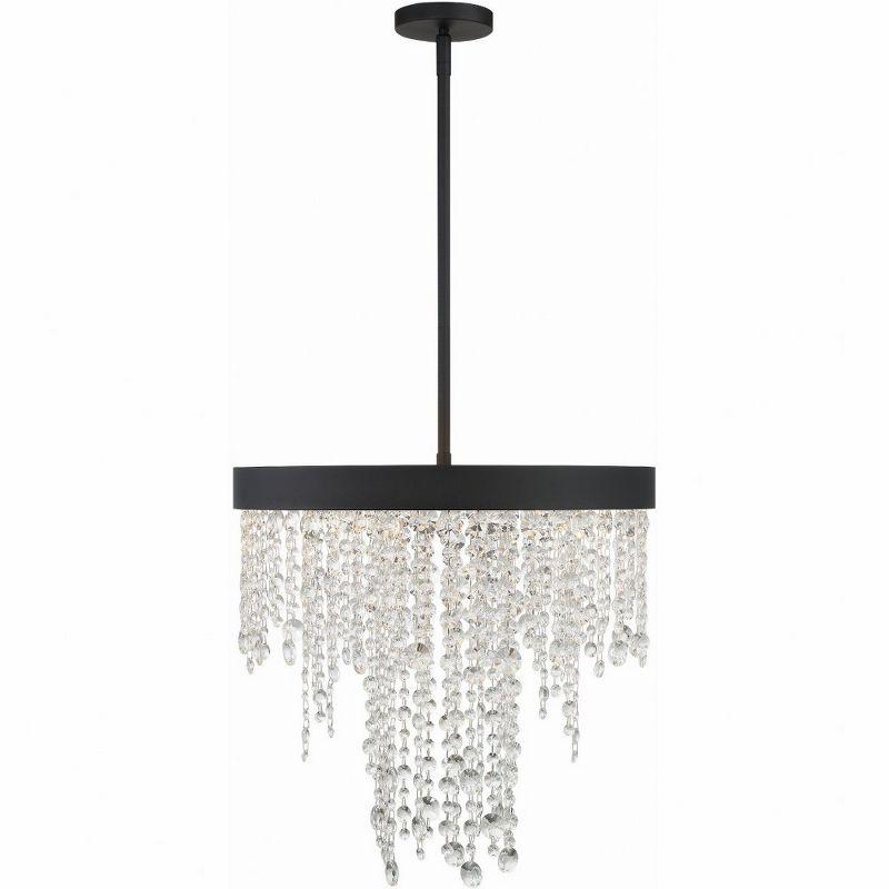 Mini Black Forged 5-Light Chandelier with Hand Cut Crystal