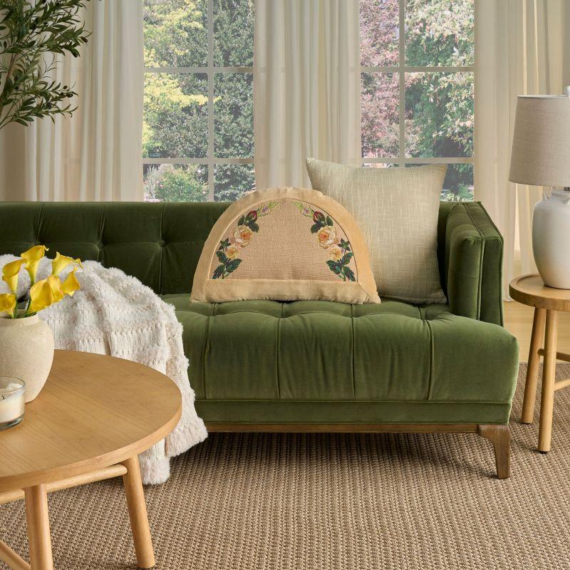 Mina Victory Mina Victory Vintage Pillow Rose Border 16" x 24" Beige Indoor Throw Pillow