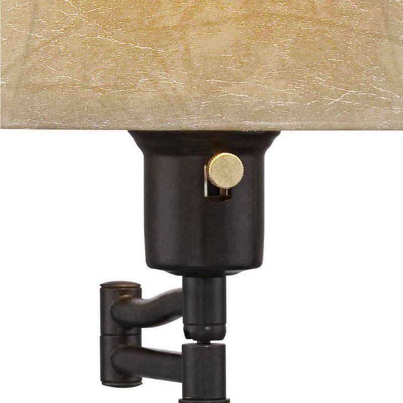 Regency Hill Traditional Desk Table Lamp Swing Arm with Hotel Style USB Charging Port 21.75" High Bronze Metal Faux Leather Bell Shade for Bedroom