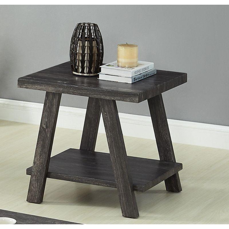 Roundhill Furniture Athens Contemporary Replicated Wood Shelf End Table in Charcoal Finish