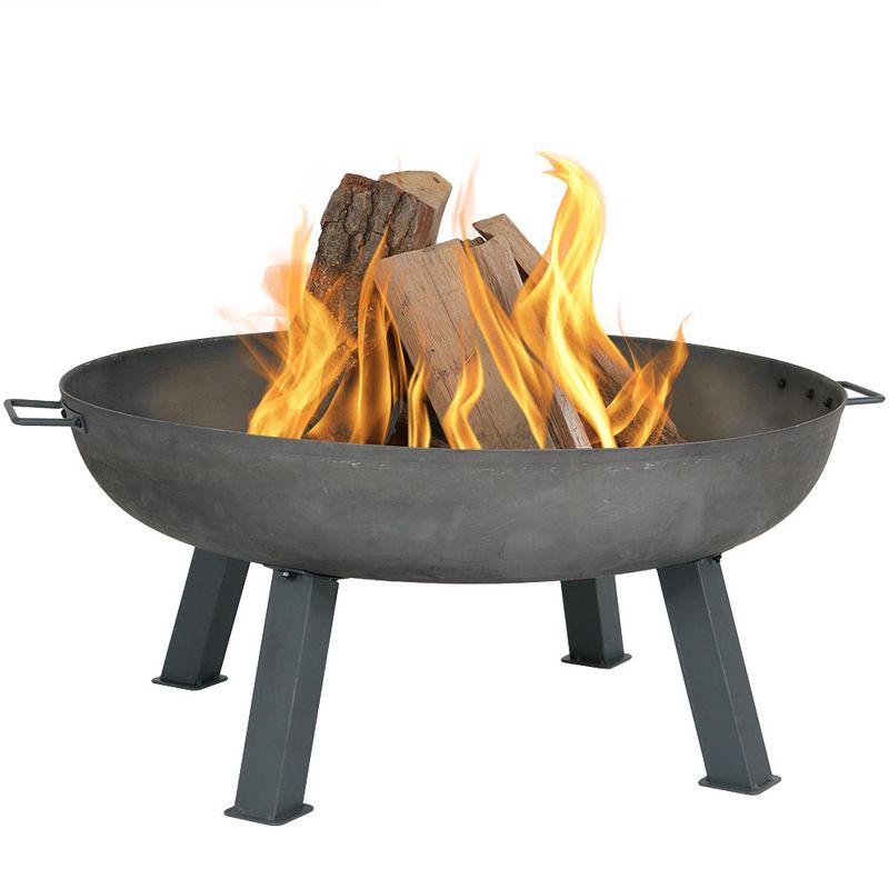 Union Round Wood-Burning Cast Iron Outdoor Raised Fire Pit Bowl