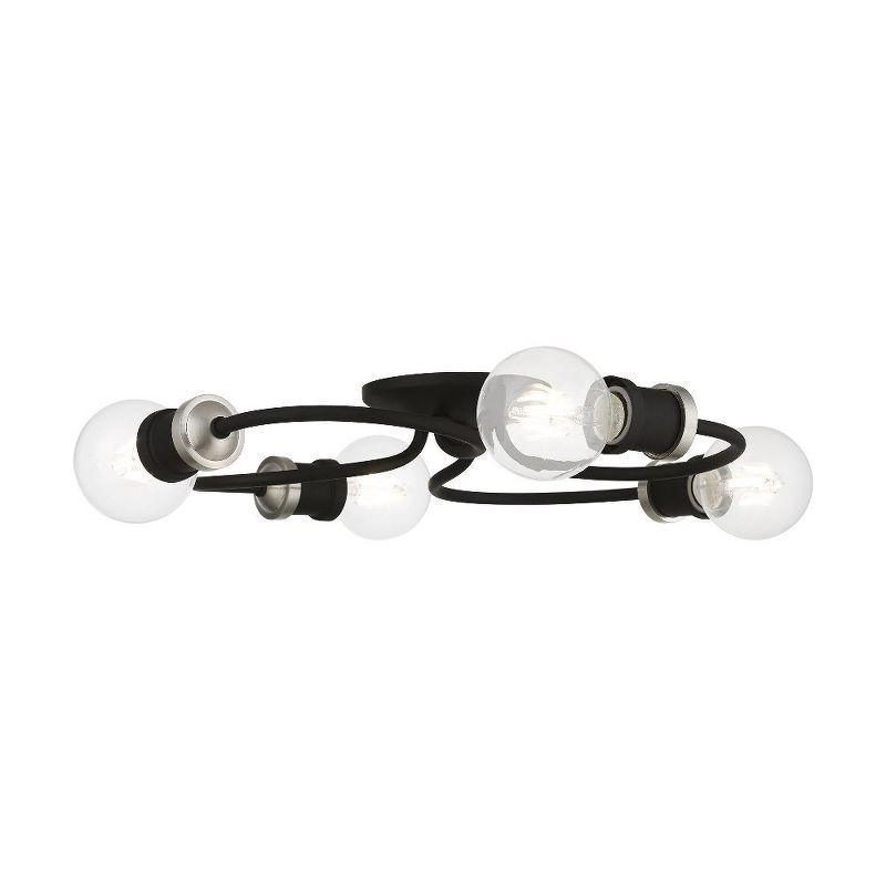 Black and Brushed Nickel 4-Light Flush Mount Ceiling Fixture