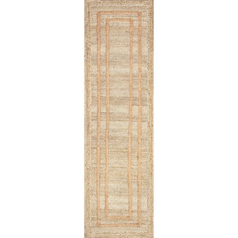 Handmade Light Pink Geometric Flat Woven Jute Rug 2' x 8'