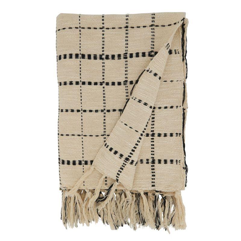 Saro Lifestyle Cotton Throw With Dashed Box Stitch Design