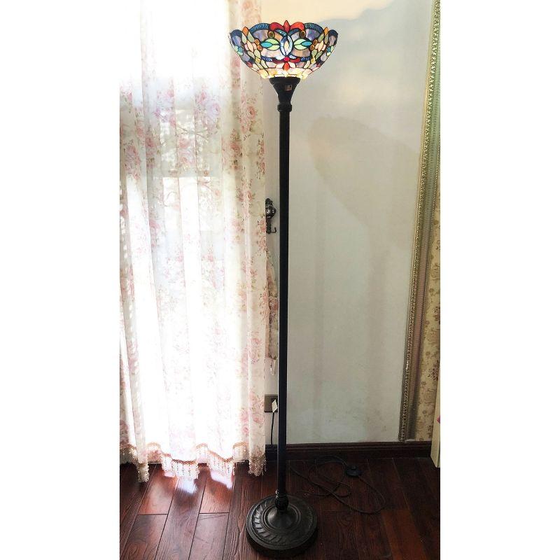 Chloe Lighting Vivian Tiffany-Style Victorian Stained Glass Torchiere Floor Lamp 69" Height