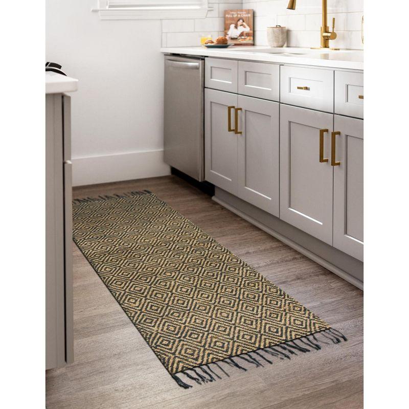 Black and Natural Geometric Braided Jute Runner