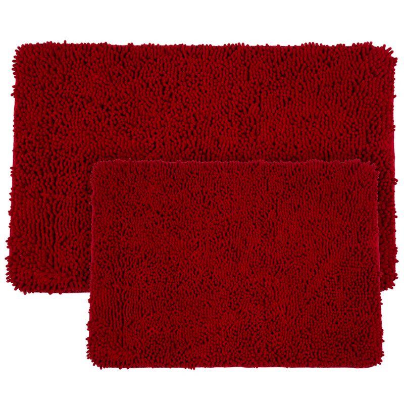 2-Piece Memory Foam Bathroom Set with Chenille Shag Top and Non-Slip Base by Lavish Home