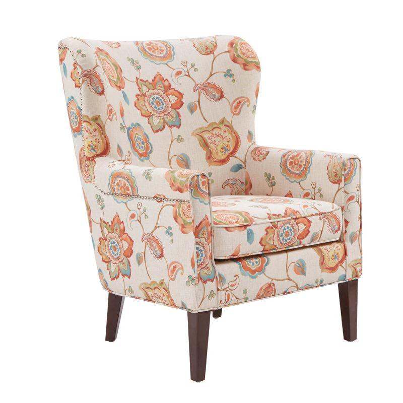 Donner Accent Chair Cream - Madison Park: Elegant Wingback, Silver Nailhead Trim, Morocco Finish Legs