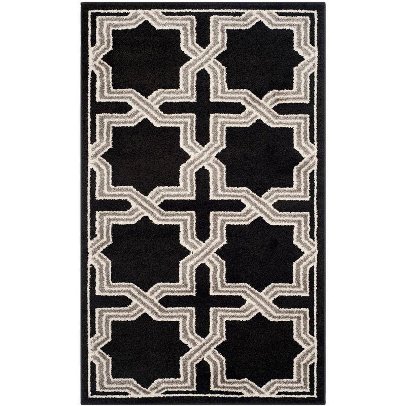 Anthracite & Grey Geometric 4' x 6' Easy-Care Area Rug