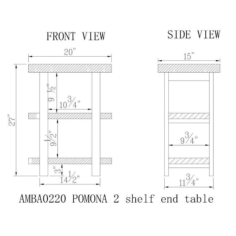 Pomona 2 Shelf End Table Reclaimed Wood Rustic Natural - Alaterre Furniture: Solid Wood, Metal Legs, 27" High, 2 Shelves