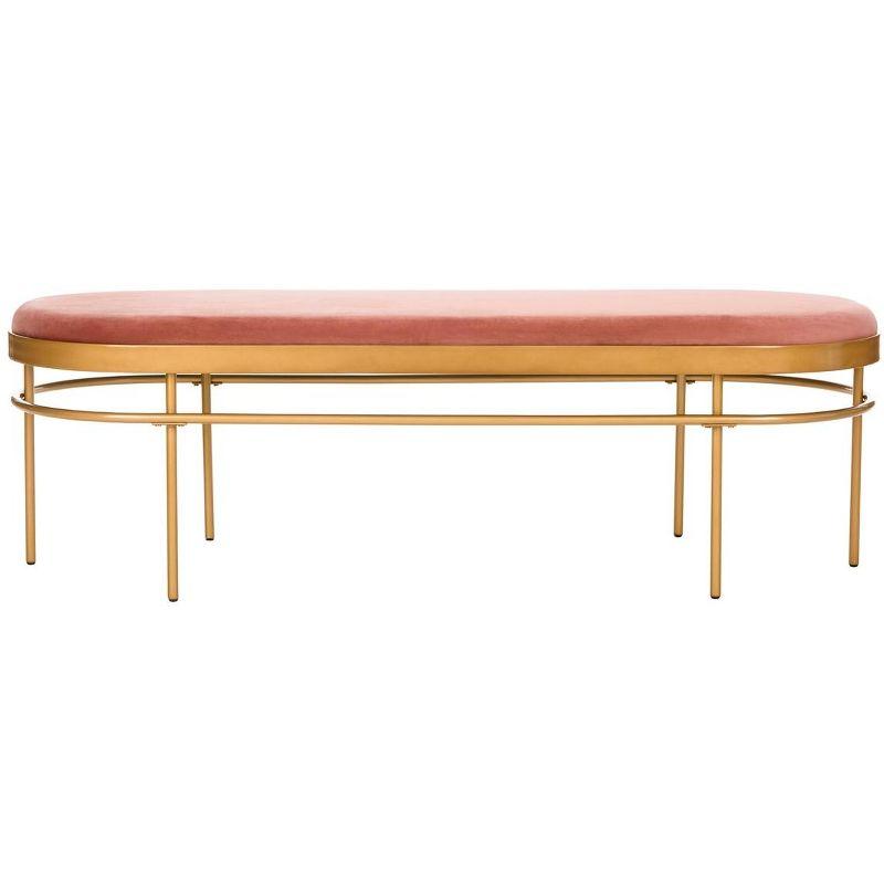 Sylva Dusty Rose Velvet Oval Bench with Gold Metallic Finish