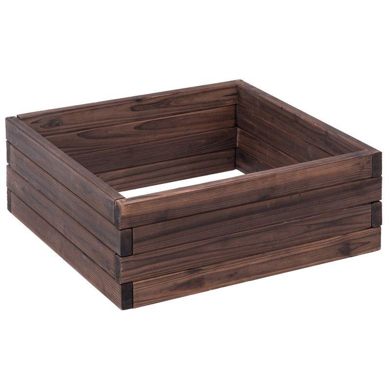 Compact 24"x24" Brown Wood Square Raised Garden Bed for Outdoor Use