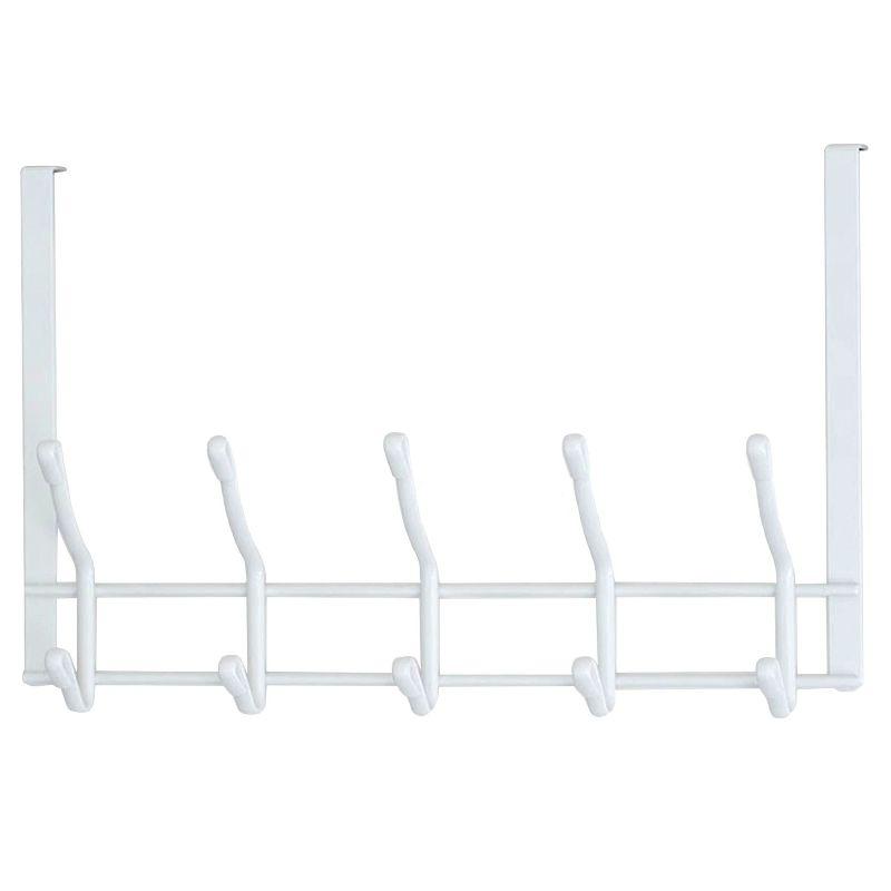 White Metal 2-Tier Over-Door Hook Rack