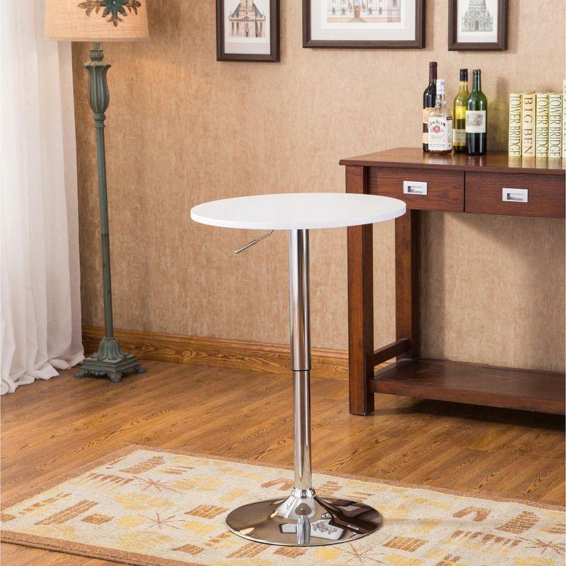 Roundhill Furniture Adjustable Wood and Metal Bar Table in White
