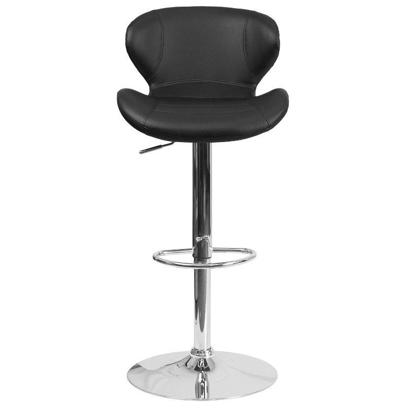 Flash Furniture Contemporary Black Vinyl Adjustable Height Barstool with Curved Back and Chrome Base
